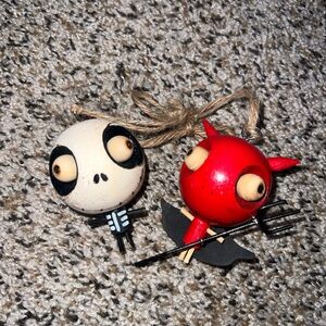 Pier 1 Discontinued Halloween Skeleton and Devil Ornaments